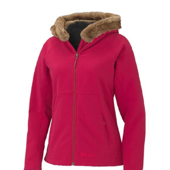 Marmot Furlong Fleece Lined Soft Shell Jacket With Fur Hood (L) - Picture 1 of 10